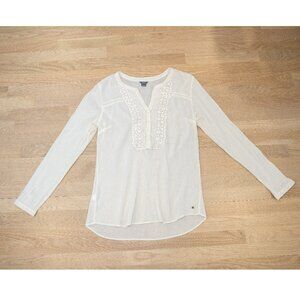 Eddie Bauer lacey boho blouse, cream, large